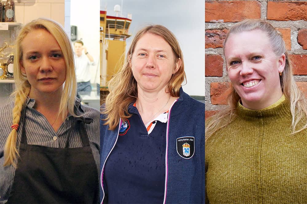 Cajsa Jersler Franson, Sjöfartsverket, Linda Svenson, styrman, samt Frida Wigur, tidigare ombordanställd